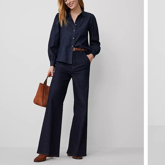 Ann Taylor Navy Denim trouser Pants - Picture 1 of 9